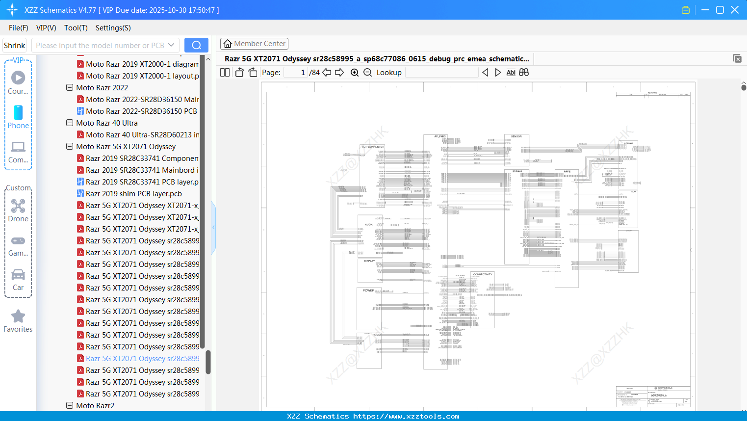 Motorola Razr 5G XT2071 Odyssey Sr28c58995_a_sp68c77086_0615_debug_prc_emea_schematics